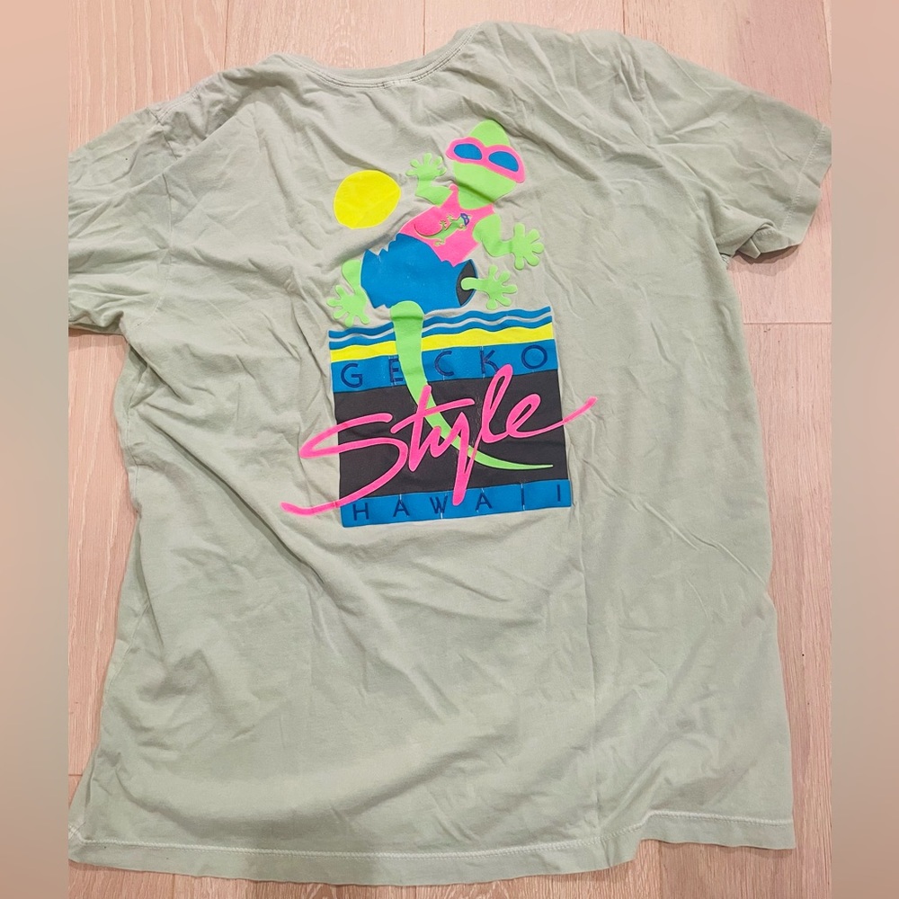 Retro Gecko Hawaii Shirt Hyperflash Neon Size Large